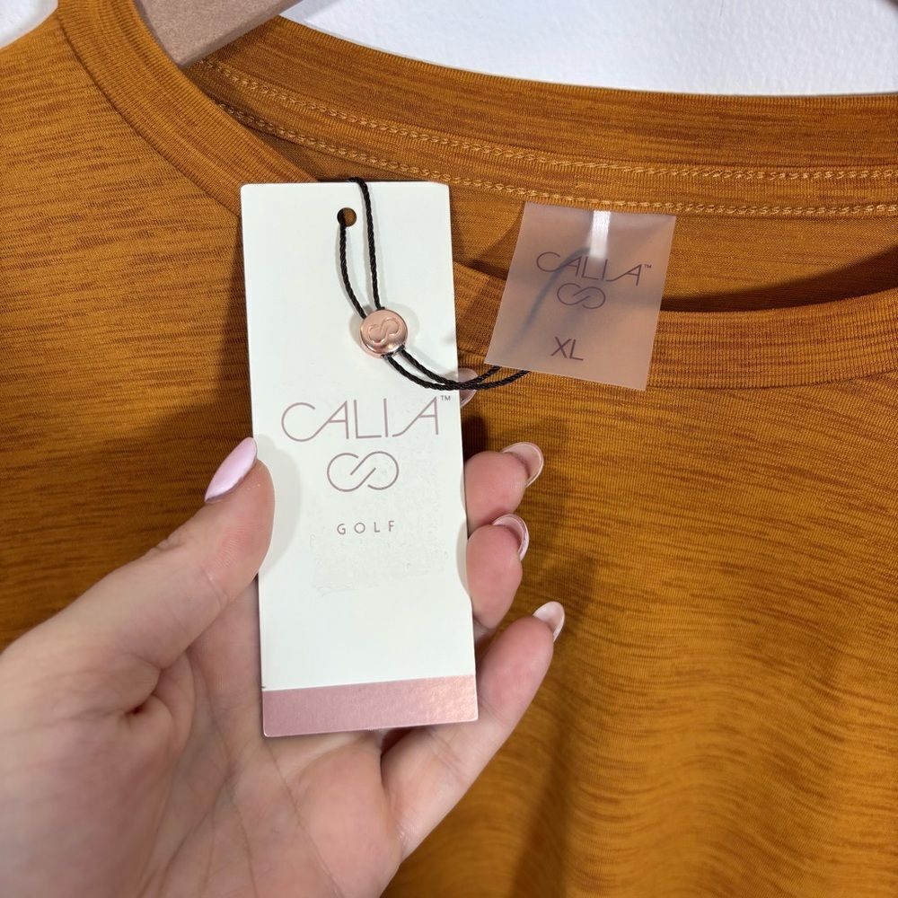 CALIA Women's Tissue Texture Long Sleeve Golf Crew NEW Size XL Golden Warmth - Picture 10 of 15